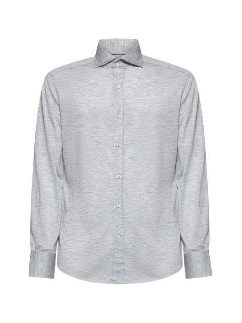 Brunello Cucinelli Grey silk and cotton jersey shirt
