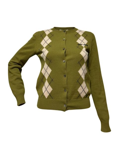 Miu Miu MIU MIU Fall Winter 2024 Argyle Knit Cashmere Cardigan