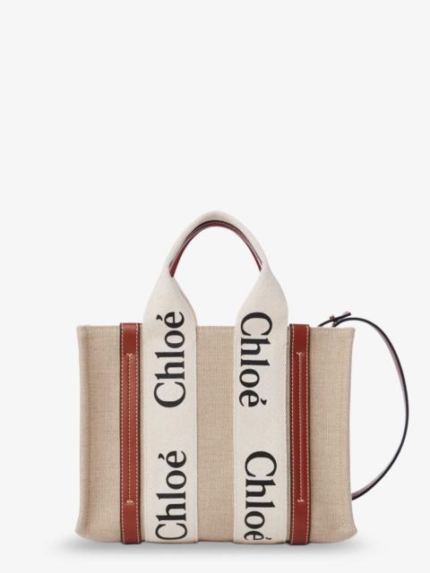 Chloé Chloe' Woody Linen And Leather Tote Bag