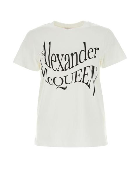 Alexander Mcqueen Woman White Cotton T-Shirt