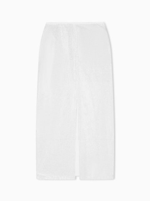 EMPORIO ARMANI LONG DRILL SKIRT WITH ALL-OVER MICRO STUDS