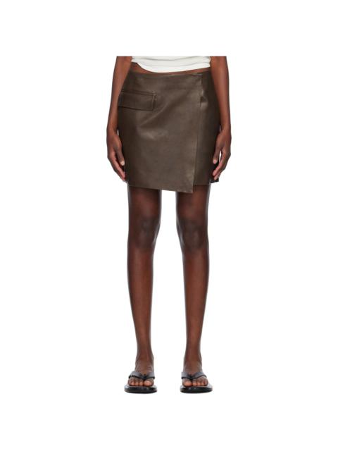 AURALEE Brown Lamb Leather Miniskirt