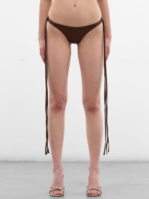 Blumarine Brown Rhinestone Straps Bikini Bottom
