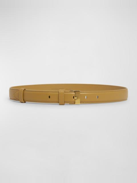 Bottega Veneta French Leather Belt With Hammered Brass Buckle
