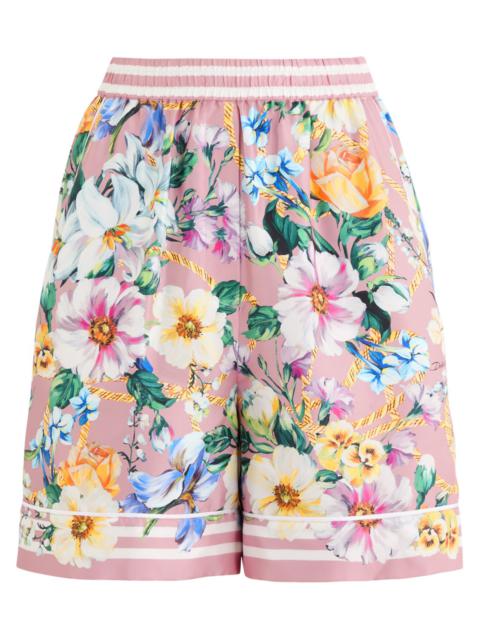 Dolce & Gabbana Floral-print Silk-twill Shorts