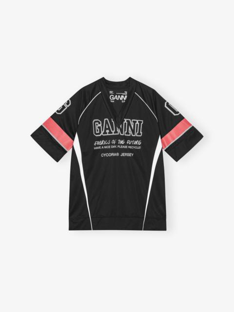 GANNI BLACK FUTURE MESH OVERSIZED T-SHIRT