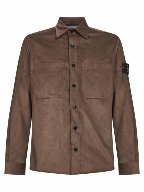 Stone Island Brown cotton micro-corduroy overshirt