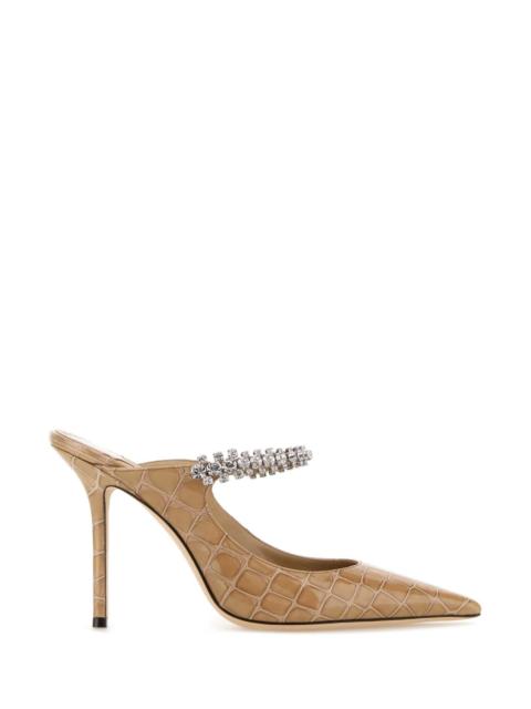 JIMMY CHOO Jimmy Choo Women Beige Leather Bing 100 Mules