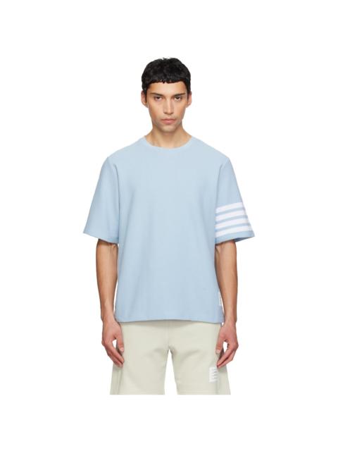 Thom Browne Blue Textured Pique 4-Bar T-shirt