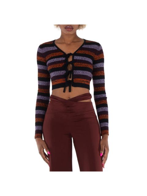 GANNI Ganni Ladies Multicolour Striped Crop Cardigan, Size X-Small