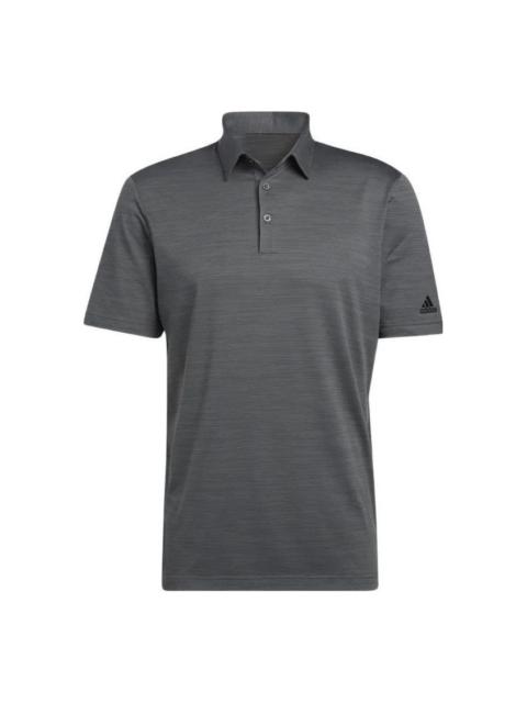 adidas Men's adidas Solid Color Logo Micro Mark Golf Sports Short Sleeve Dark Grey Polo Shirt HA9158