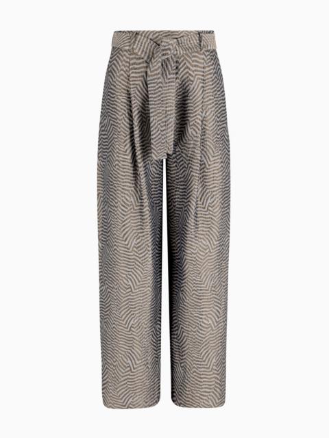 GIORGIO ARMANI JACQUARD VISCOSE, SILK AND LINEN SINGLE-PLEAT TROUSERS