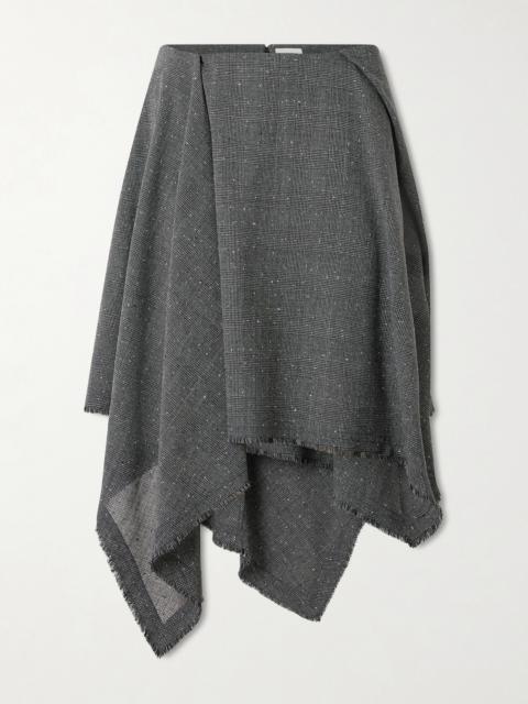 Alexander McQueen Asymmetric Prince Of Wales Wool Midi Skirt