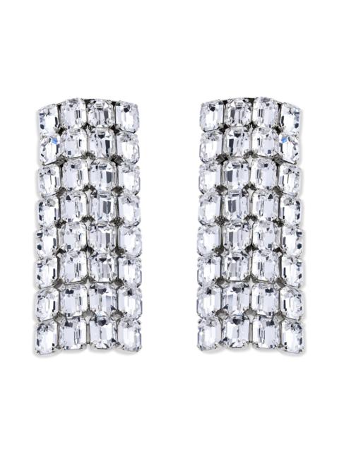AREA Area Long Crystal Pavé Earrings in Clear Crystal/Silver at Nordstrom
