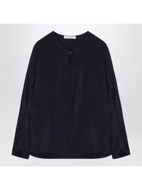Max Mara Max Mara Midnight Blue Silk-Blend Blouse Women