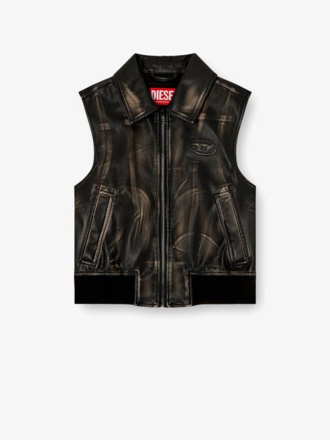 Diesel Diesel G-Inko Faux Leather Sleeveless Jacket Brown