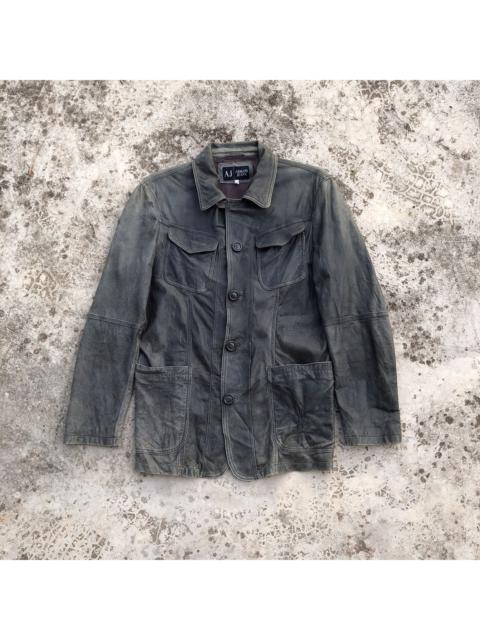 Other Designers Vintage - AJ Armani Jeans Patina Colour Multipocket Leather Jacket