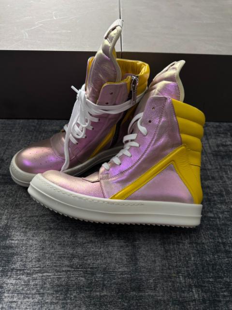 Rick Owens Rick Owens Pink Panel Inverted-Triangle Yellow Sneakers