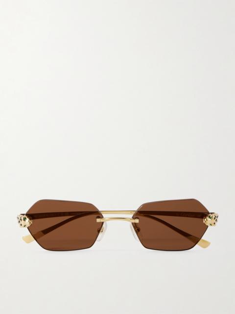 Cartier Panthère De Cartier Rimless Hexagon-frame Gold-tone Sunglasses