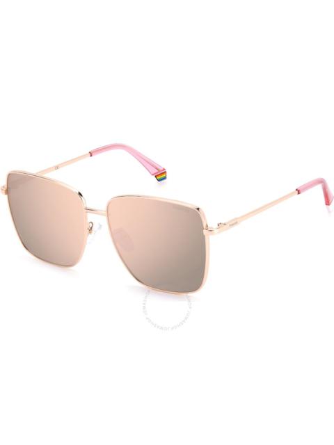 Polaroid - Polaroid Polarized Rose Gold Mirror Square Ladies Sunglasses PLD 6164/G/S 0DDB/JQ 59