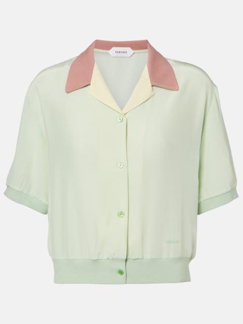 VERSACE Cropped silk poplin shirt