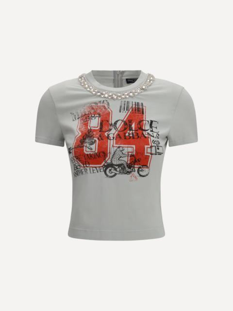 Dolce & Gabbana Jersey T-shirt with print and crystals