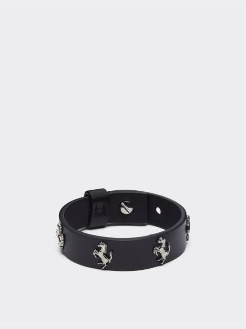 Ferrari Black leather bracelet with studs