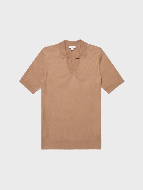 Fine Rib Silk Cotton Polo Shirt
