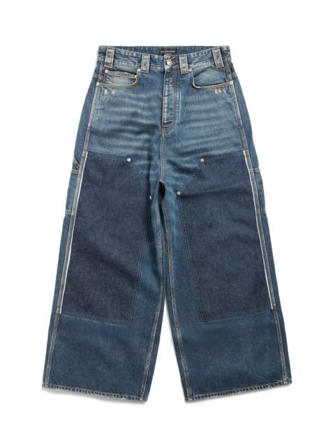 Men's Ripped Off Baggy Pants in Dark Blue