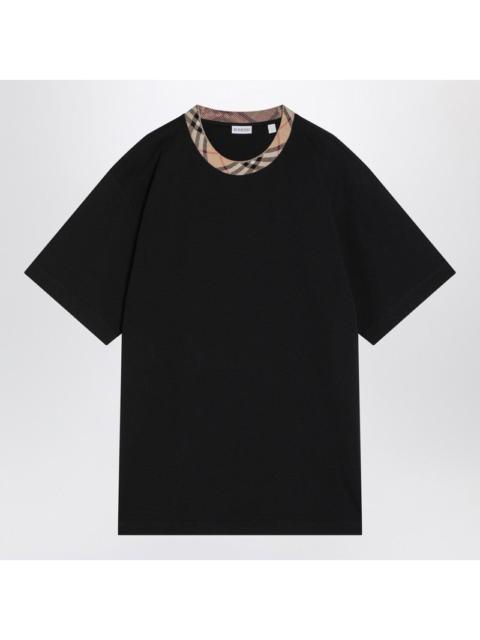 Burberry Black cotton T-shirt with Check finishes
