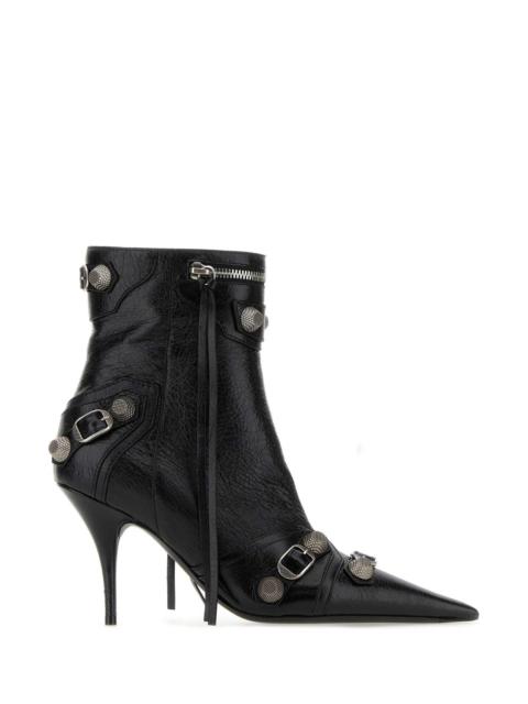 BALENCIAGA Balenciaga Women Black Leather Cagole Ankle Boots