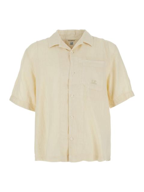 C.P. Company C.P. Company Men Lino Beige Linen Shirt For Men