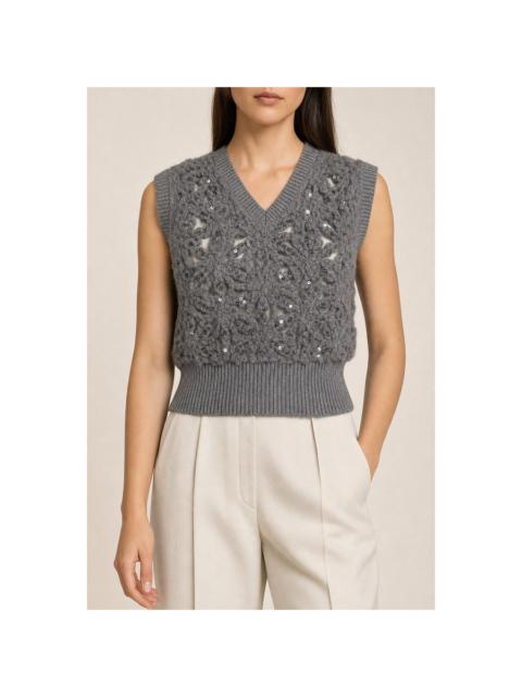 Brunello Cucinelli Brunello Cucinelli Womens Medium Grey Wool Knit Sweater