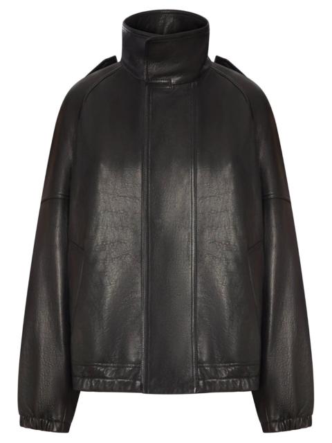 SAINT LAURENT Saint Laurent Women High-Neck Oversized Leather Jacket