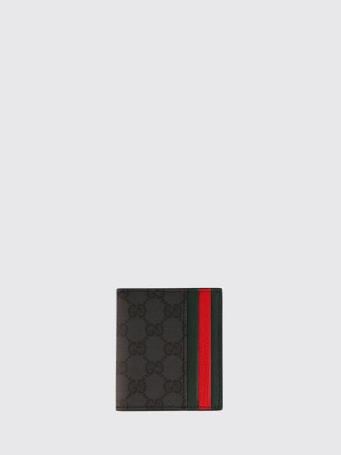 GUCCI Gucci Men Gucci Gg Supreme Fabric Bifold Wallet With Web Detail And Leather Interior