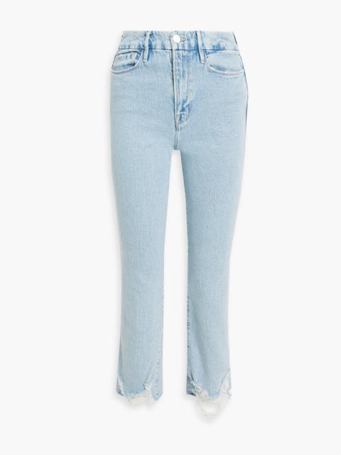 FRAME Le Super High cropped distressed high-rise bootcut jeans