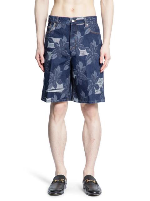 GUCCI Denim-Floral-Jacquard-Shorts