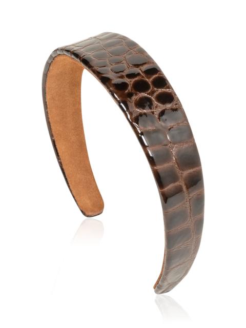 Jennifer Behr Embossed Leather Cruz Headband brown