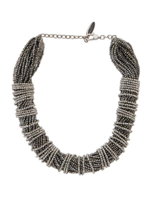 Brunello Cucinelli Brunello Cucinelli Women Silver Colored Choker Necklace With Beaded Embellishments And Twisted Desig