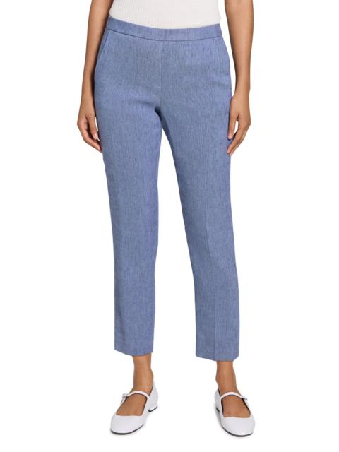 Theory Theory Treeca Linen Blend Pull-On Crop Pants in Light Denim at Nordstrom