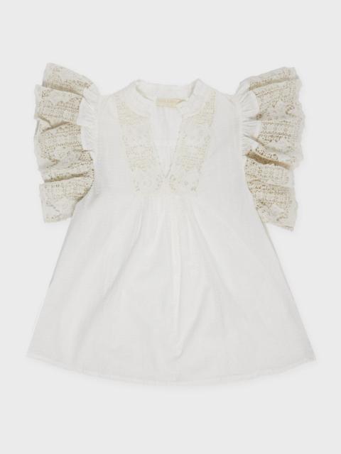 ULLA JOHNSON Top Jolie Flutter Sleeve Beige