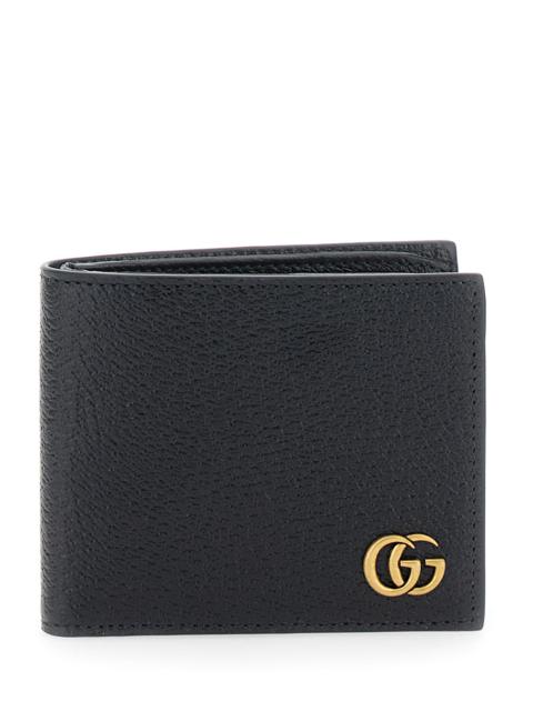 GUCCI Gucci Men Black Bi-Fold Wallet With Gg Marmont Logo In Hammered Leather Man