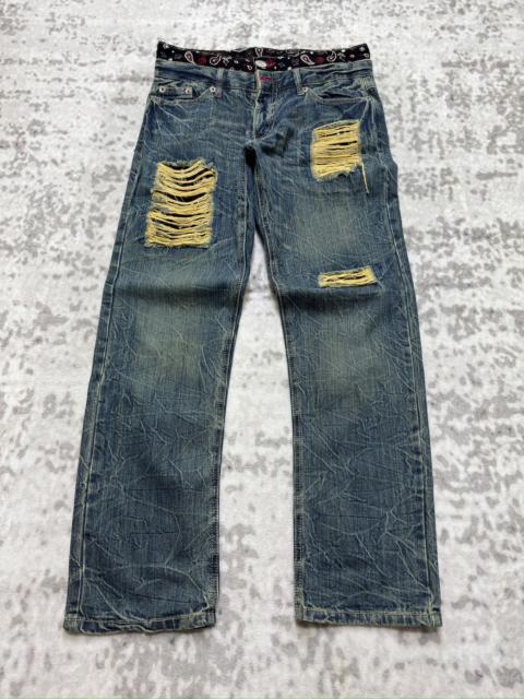 Hysteric Glamour Vintage Pretty Green Design Double Waist Distressed Denim