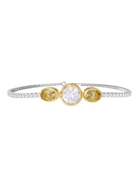 Other Designers Diamond2Deal 14k Two-tone Gold 4 Ct Round & Oval Cut White & Yellow Lab Grown Diamond Tennis Bracele