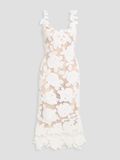 Oscar de la Renta Crocheted cotton midi dress