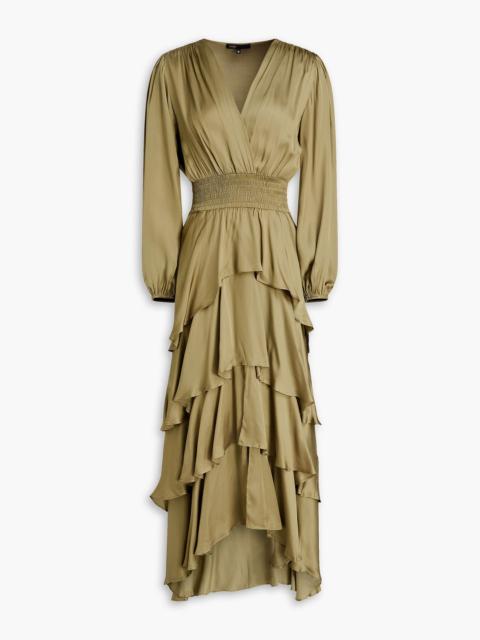 maje Ruffled satin midi dress
