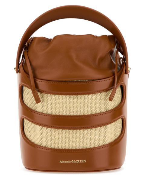 Alexander McQueen Two-tone leather and raffia The Rise bucket bag