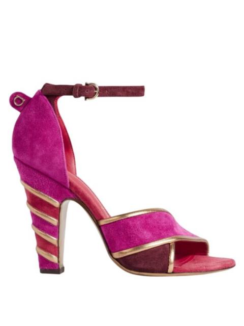 FERRAGAMO Ferragamo Ether Leather-Trimmed Suede Sandals, Size 7 D