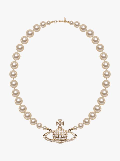 Vivienne Westwood ONE ROW PEARL BAS RELIEF NECKLACE | WHITE/GOLD