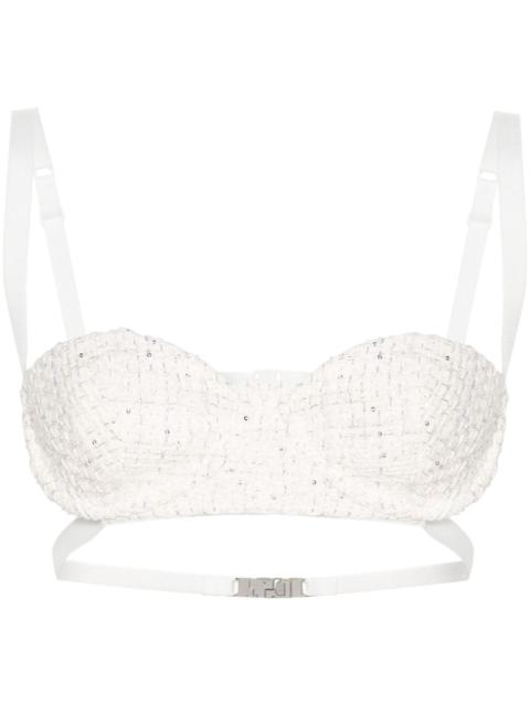 GCDS sequin-embellishment tweed bralette